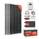 VEVOR Kit Solaire Complet Hors Réseau 800 W 12 V 4 Panneaux Solaires Monocristallins 200 W, Batterie LiFePO₄ 12,8 V 300 Ah, Contrôleur de Charge MPPT 60 A, Onduleur 2000 W, pour Camping-car, Maison