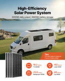 VEVOR Kit Solaire Complet Hors Réseau 800 W 12 V 4 Panneaux Solaires Monocristallins 200 W, Batterie LiFePO₄ 12,8 V 300 Ah, Contrôleur de Charge MPPT 60 A, Onduleur 2000 W, pour Camping-car, Maison - image 3