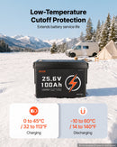 VEVOR Batterie Lithium LiFePO4 24 V 100 Ah 4000+ Cycles BMS 100 A Intégré pour Camping-cars, Moteurs de Pêche Traîne, Systèmes Solaires, Connexion 8P2S, 2560 Wh, Protection contre Basses Températures - image 4