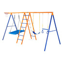 VEVOR Kit Portique Balançoire de Jardin 6-en-1, avec 2 Balançoires, Barre de Trapèze, Échelle, Filet d'Escalade et Panier de Basket-ball, Charge 200 kg, Cadre en Métal Robuste, pour Enfants 3+ - image 10