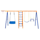 VEVOR Kit Portique Balançoire de Jardin 6-en-1, avec 2 Balançoires, Barre de Trapèze, Échelle, Filet d'Escalade et Panier de Basket-ball, Charge 200 kg, Cadre en Métal Robuste, pour Enfants 3+ - image 11
