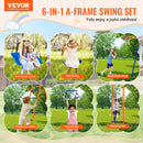 VEVOR Kit Portique Balançoire de Jardin 6-en-1, avec 2 Balançoires, Barre de Trapèze, Échelle, Filet d'Escalade et Panier de Basket-ball, Charge 200 kg, Cadre en Métal Robuste, pour Enfants 3+ - image 3