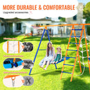 VEVOR Kit Portique Balançoire de Jardin 6-en-1, avec 2 Balançoires, Barre de Trapèze, Échelle, Filet d'Escalade et Panier de Basket-ball, Charge 200 kg, Cadre en Métal Robuste, pour Enfants 3+ - image 5