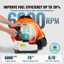 VEVOR Souffleur de feuilles à essence, 79 CC, souffleur de neige à dos 2 temps, avec réservoir de carburant 3 L, volume d'air 930 CFM pour entretien de pelouse, nettoyage des feuilles, déneigement - image 4