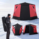 VEVOR Tente Pêche Glace Isolée 6-8 Personnes 3,3x3,3x2 m Abri Pop-Up Rouge pour Hiver, Lac et Étang Gelés, Surface 6,75 m², Tissu 600D 4 Couches, Portable 5 Côtés, avec Ancrages, Cordes, Sac Transport