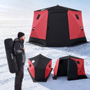 VEVOR Tente Pêche Glace Isolée 6-8 Personnes 3,3x3,3x2 m Abri Pop-Up Rouge pour Hiver, Lac et Étang Gelés, Surface 6,75 m², Tissu 600D 4 Couches, Portable 5 Côtés, avec Ancrages, Cordes, Sac Transport - image 2