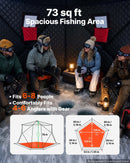 VEVOR Tente Pêche Glace Isolée 6-8 Personnes 3,3x3,3x2 m Abri Pop-Up Rouge pour Hiver, Lac et Étang Gelés, Surface 6,75 m², Tissu 600D 4 Couches, Portable 5 Côtés, avec Ancrages, Cordes, Sac Transport - image 5