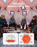 VEVOR Tente Pêche Glace Isolée 6-8 Personnes 3,47x1,74x2,3 m Abri Pop-Up pour Hiver, Lac et Étang Gelés, Surface 7,82 m², Tissu 600D 4 Couches, Portable Cubique, avec Ancrages, Cordes, Sac Transport - image 5