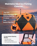 VEVOR Tente Pêche Glace Isolée 6-8 Personnes 3,47x1,74x2,3 m Abri Pop-Up pour Hiver, Lac et Étang Gelés, Surface 7,82 m², Tissu 600D 4 Couches, Portable Cubique, avec Ancrages, Cordes, Sac Transport - image 7