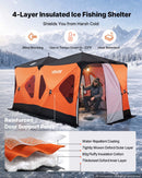 VEVOR Tente Pêche Glace Isolée 8-10 Personnes 4,11x2,3x2,3 m Abri Pop-Up pour Hiver, Lac et Étang Gelés, Surface 10,7 m², Tissu 600D 4 Couches, Portable Cubique, avec Ancrages, Cordes, Sac Transport - image 3