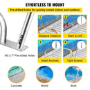 VEVOR Rampe Piscine Inox 121,9x91,5cm, Main Courante 113kg Rail Barre d'Appui de Piscines Tube 4,83cm Épaisseur 2mm avec Housse Poignée 1,2m 4 Ancres pour Sortie Entrée Piscine Spa Parc Aquatique - image 6