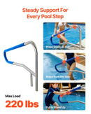 VEVOR Rampe Piscine 137x81 cm Main Courante Piscine Acier Inox 304 Charge 100 kg Barre de Sécurité pour Bords de Piscines, Parcs Aquatiques, Centres Spa, avec Housse Antidérapante, Montage Encastré - image 3