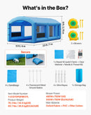 VEVOR Cabine de Peinture Gonflable 7x4x2,75 m Souffleur de 550W+750 W Bleu, Tente de Pulvérisation Portable à Toit Arqué, Filtre en Coton et Espace Vestiaire, pour VTT, Moto et Meubles Taille Moyenne - image 8