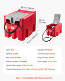 VEVOR Réservoir Diesel Essence Portable 440 L Cuve de Ravitaillement 37,8 L/min Pompe de Transfert 12 V, Tuyau 4 m, Pistolet de Ravitaillement Auto, Réservoir pour Transfert Transport Carburant, Rouge - image 8