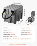 VEVOR Réservoir Diesel Portable 220 L Cuve de Ravitaillement 40 L/min avec Pompe de Transfert Électrique 12 V Tuyau en Caoutchouc 4 m Réservoir de Transfert Diesel pour Transport de Carburant, Gris - image 8