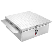 VEVOR Coffre à outils pour benne de camion, 770 x 610 x 230 mm, boîte à outils pour camion robuste en aluminium avec plaque diamantée, coffre de rangement charge 100 kg, pour pick-up, remorque, argent