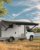VEVOR Auvent Voiture Camping-car Caravane Latéral 488 cm, Pare-soleil Imperméable, Rétractable et Modulaire, en Vinyle avec Cadre en Alliage d'Aluminium, Réglage Électrique, Voiture, Noir Dégradé