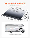 VEVOR Auvent Voiture Camping-car Caravane Latéral 488 cm, Pare-soleil Imperméable, Rétractable et Modulaire, en Vinyle avec Cadre en Alliage d'Aluminium, Réglage Électrique, Voiture, Noir Dégradé - image 8