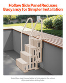VEVOR Escalier de Piscine en Plastique avec 2 Rampes, 4 Marches Antidérapantes, Capacité de Charge 181,4 kg, pour Piscines Creusées Hors Sol 122-137 cm, Terrasse, Maison, Intérieur, Extérieur, Taupe - image 5