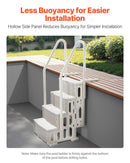 VEVOR Escalier de Piscine en Plastique avec 2 Rampes, 4 Marches Antidérapantes, Capacité de Charge 181,4 kg, Escaliers pour Piscines Creusées 122-137 cm, Terrasse, Maison, Intérieur, Extérieur, Blanc - image 5