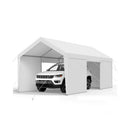 VEVOR Tente Garage, 3,65 x 6,09 m, Carport Abri de Voiture Extérieur avec Parois Latérales Amovibles et Portes, Résistant aux UV et à l'Eau, Protection Toutes Saisons pour Automobile et Bateau, Blanc - image 2
