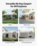 VEVOR Tente Garage, 3,65 x 6,09 m, Carport Abri de Voiture Extérieur avec Parois Latérales Amovibles et Portes, Résistant aux UV et à l'Eau, Protection Toutes Saisons pour Automobile et Bateau, Blanc - image 4