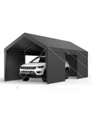 VEVOR Tente Garage, 3,05 x 6,09 m, Carport Abri de Voiture Extérieur avec Parois Latérales Amovibles et Portes, Résistant aux UV et à l'Eau, Protection Toutes Saisons pour Automobile et Bateau, Gris