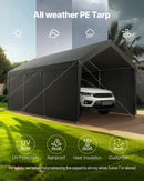 VEVOR Tente Garage, 3,05 x 6,09 m, Carport Abri de Voiture Extérieur avec Parois Latérales Amovibles et Portes, Résistant aux UV et à l'Eau, Protection Toutes Saisons pour Automobile et Bateau, Gris - image 7