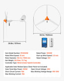 VEVOR Éolienne 12 V 1000 W Kit Générateur Éolien Contrôleur Éolien-solaire, pour Camping-car, Bateau, Maison, Ferme, Synchrone Triphasé AC à Aimants Permanents Stable, avec 3 Pales, Mât Non Inclus - image 8