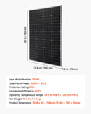 VEVOR Panneau Solaire Monocristallin 200 W Panneau Photovoltaïque Haut Rendement 23 % pour Hors Réseau Toit Plat Voiture, Bateau, Camping-car, avec Sortie MC4 Stable, Cadre en Aluminium, Étanche IP65 - image 8