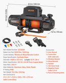 VEVOR Treuil Électrique 12 V CC 5400 kg avec Corde Synthétique Φ 9,5 mm x 28 m, Télécommande sans Fil et Filaire, Étanchéité IP68, pour Remorquage de SUV, Jeep, Remorque, Bateau, Véhicule Tout-terrain - image 8