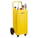 VEVOR Chariot à Carburant 113,6 L, Réservoir Diesel Mobile avec Pompe Électrique, pour Tracteurs, Chariots Élévateurs, Chargeuses et Équipements Agricoles, en Acier au Carbone, 4 Roues, Tuyau, Jaune