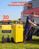 VEVOR Chariot à Carburant 113,6 L, Réservoir Diesel Mobile avec Pompe Électrique, pour Tracteurs, Chariots Élévateurs, Chargeuses et Équipements Agricoles, en Acier au Carbone, 4 Roues, Tuyau, Jaune - image 3