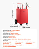 VEVOR Chariot Carburant 151,4 L Réservoir à Carburant Mobile Pompe Manuelle, Réservoir en Acier au Carbone, avec 4 Roues et Tuyau, pour Essence et Diesel, Voiture, Tondeuse, Quad, Moto, Bateau, Rouge - image 8
