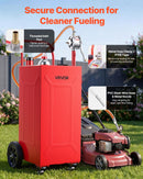 VEVOR Chariot Carburant 132,5 L Réservoir à Carburant Mobile Pompe Manuelle, Réservoir en Acier au Carbone, avec 4 Roues et Tuyau, pour Essence et Diesel, Voiture, Quad, Tondeuse, Bateau, Moto, Rouge - image 6