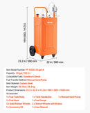 VEVOR Chariot Carburant 132,5 L Réservoir à Carburant Mobile Pompe Manuelle, Réservoir en Acier au Carbone, avec 4 Roues et Tuyau, pour Essence et Diesel, Voiture, Quad, Tondeuse, Bateau, Moto, Orange - image 8