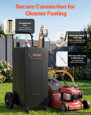 VEVOR Chariot à Carburant 113,6 L Réservoir à Carburant Mobile Pompe Manuelle, Réservoir en Acier au Carbone, avec 4 Roues et Tuyau, pour Essence et Diesel, Voiture, Quad, Tondeuse, Bateau, Moto, Noir - image 6