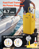 VEVOR Chariot Carburant 132,5 L Réservoir à Carburant Mobile Pompe Manuelle, Réservoir en Acier au Carbone, avec 4 Roues et Tuyau, pour Essence et Diesel, Voiture, Quad, Tondeuse, Moto, Bateau, Jaune - image 4