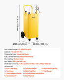 VEVOR Chariot Carburant 132,5 L Réservoir à Carburant Mobile Pompe Manuelle, Réservoir en Acier au Carbone, avec 4 Roues et Tuyau, pour Essence et Diesel, Voiture, Quad, Tondeuse, Moto, Bateau, Jaune - image 8
