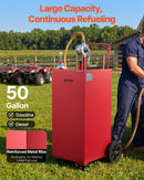 VEVOR Chariot Carburant 189,3 L Réservoir à Carburant Mobile Pompe Manuelle, Réservoir en Acier au Carbone, avec 4 Roues et Tuyau, pour Essence et Diesel, Voiture, Tondeuse, Quad, Bateau, Moto, Rouge - image 3