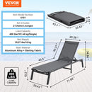 VEVOR Chaise longue jardin extérieur, lot de 2, transat de patio pliable en aluminium avec 5 positions réglables, chaises inclinables de bronzage entièrement plates pour plage, piscine, gris foncé - image 8