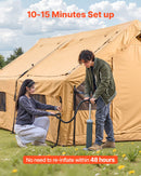 VEVOR Tente de Camping Gonflable, 4 x 3 x 2,2 m, Tente de Glamping pour 5 à 8 Personnes avec Pompe à Main, 2 Puits de Lumière, Auvent, Portes, Fenêtres en Maille, Sac de Rangement, Facile à Installer - image 4
