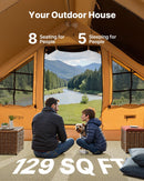 VEVOR Tente de Camping Gonflable, 4 x 3 x 2,2 m, Tente de Glamping pour 5 à 8 Personnes avec Pompe à Main, 2 Puits de Lumière, Auvent, Portes, Fenêtres en Maille, Sac de Rangement, Facile à Installer - image 5