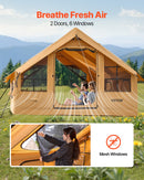 VEVOR Tente de Camping Gonflable, 4 x 3 x 2,2 m, Tente de Glamping pour 5 à 8 Personnes avec Pompe à Main, 2 Puits de Lumière, Auvent, Portes, Fenêtres en Maille, Sac de Rangement, Facile à Installer - image 7
