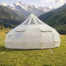 VEVOR Tente Yourte en Toile, Tente Cloche 5 m pour Camping Familial, Glamping, Chasse, Événements Plein Air, Jusqu'à 12 Personnes, avec Passage pour Conduit de Poêle, Tapis Amovible, Toit Anti-pluie