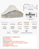 VEVOR Tente Yourte en Toile, Tente Cloche 6x4x3,1 m pour 4 Saisons, Camping Familial, Glamping, Chasse, Événements Plein Air, Jusqu'à 12 Personnes, avec Passage pour Conduit de Poêle, Tapis Amovible - image 8
