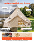 VEVOR Tente Yourte 5 m Jusqu'à 7 Personnes Tente Cloche en Tissu Oxford, pour 4 Saisons, Camping Familial, Glamping, Chasse, Événements Plein Air, avec Passage pour Conduit de Poêle, Tapis Amovible - image 6