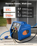 VEVOR Station de Récupération Fluides Frigorigènes Portable 3/4 HP, Récupérateur de Réfrigérant Monocylindre, pour CVC Résidentiel Climatisation Auto, Unité de Récupération pour Frigoriste 1450 tr/min - image 4