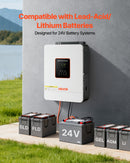 VEVOR Onduleur Hybride 3000 W Onduleur Solaire Hybride 24 V CC à 230 V CA Compatible Batterie Plomb-acide Lithium pour Systèmes Hors Réseau, Onde Sinusoïdale Pure Contrôleur Charge MPPT 80 A Intégré - image 5
