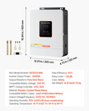 VEVOR Onduleur Hybride 3000 W Onduleur Solaire Hybride 24 V CC à 230 V CA Compatible Batterie Plomb-acide Lithium pour Systèmes Hors Réseau, Onde Sinusoïdale Pure Contrôleur Charge MPPT 80 A Intégré - image 8
